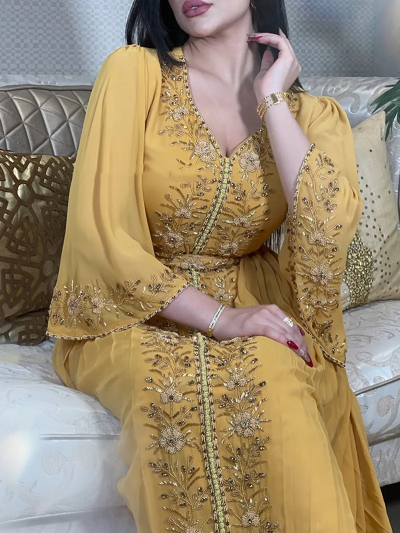 Luxury Hand Sewing Beaded Abaya Wholesale Dubai Islam Women Dress Long ...