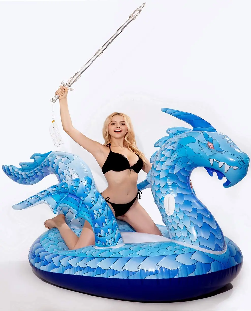 Source dreambuilderToy Giant Inflatable Dragon Pool Float, Cool ice Dragon  raft 9 Feet Long with Faster Valve, Pool Float Floatie Ride on m.alibaba.com