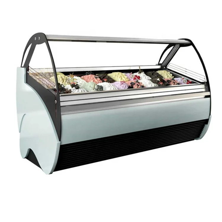 New Design 16 Trays Commercial Italian Ice Cream Gelato Display Freezer