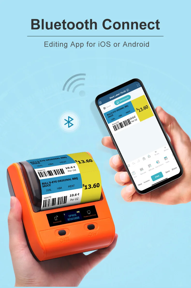 Detonger Portable Label Maker 80mm Price Sticker Warehouse Storage