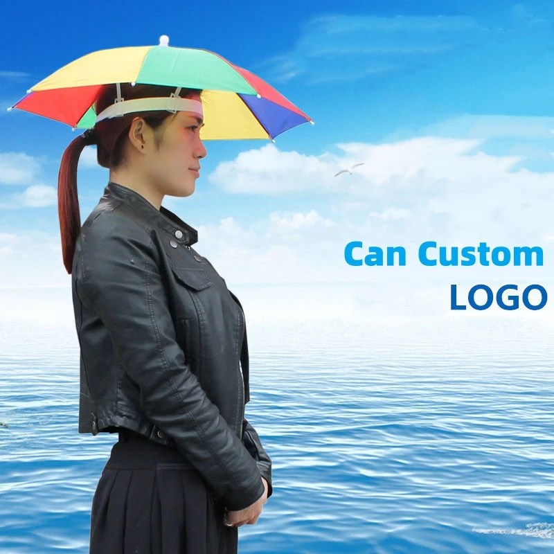 Portable Colorful Head Mounted Umbrella Rain Rainproof and Anti UV