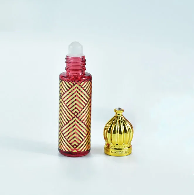 product arabia dubai wholesale 6ml cylindrical car glass perfume bottle car ornament round gold attar oud oil essential oil bottle-27