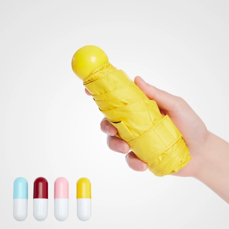 Mini Capsule Anti UV Vinyl Sunscreen with Case Rain Umbrellas Portable Sun Block Pocket Umbrella