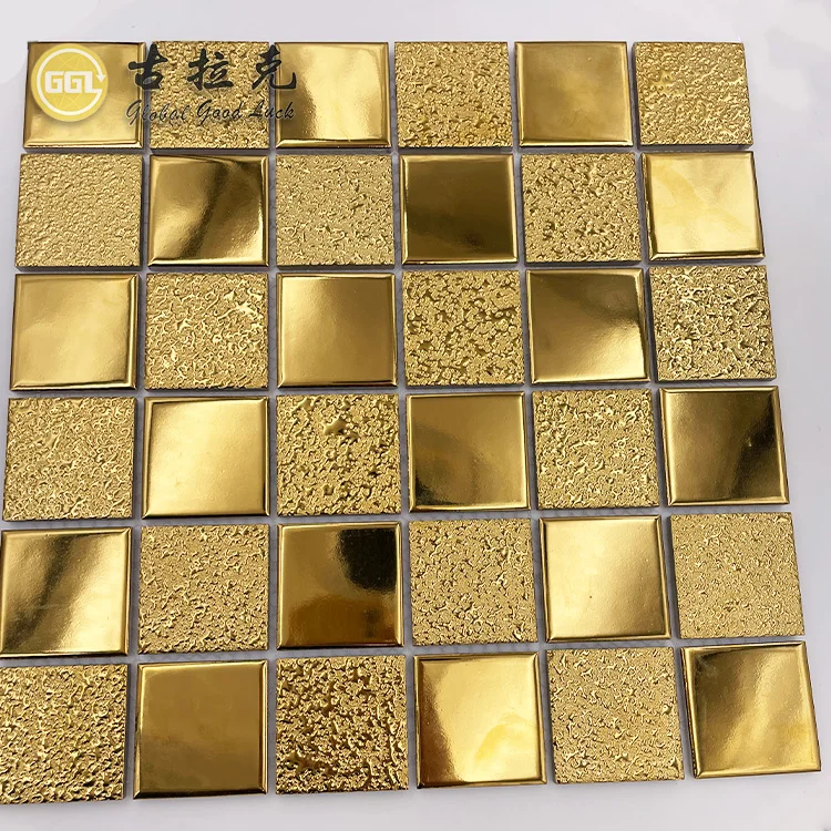 Hot Selling Luxury Gold Mosaic Wall Tile Backsplash Ceramic Mosaic Tile supplier