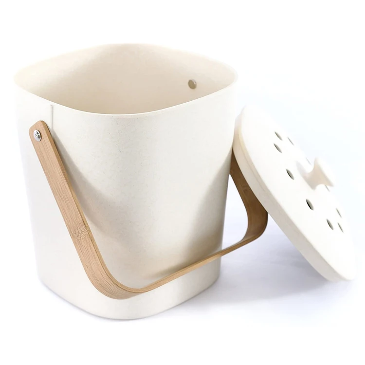 2022 New Arrival Bamboo Fiber Food Composter Countertop Compost Bin For