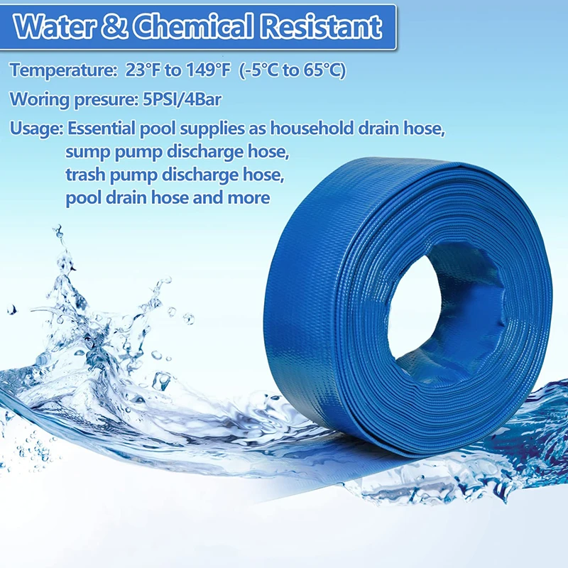 Yibiyuan Farm Water Drip Irrigation Pipe Agriculture PVC Layflat Flexible Durable High Pressure Anti-UV Quick Couplings 50M/Roll H034fe91defa34b95b942273fe1e0afb8K