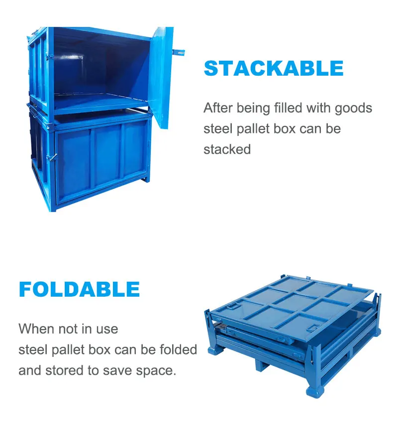 Industrial Metal Storage Cage Stackable Warehouse Turnover Boxes With ...