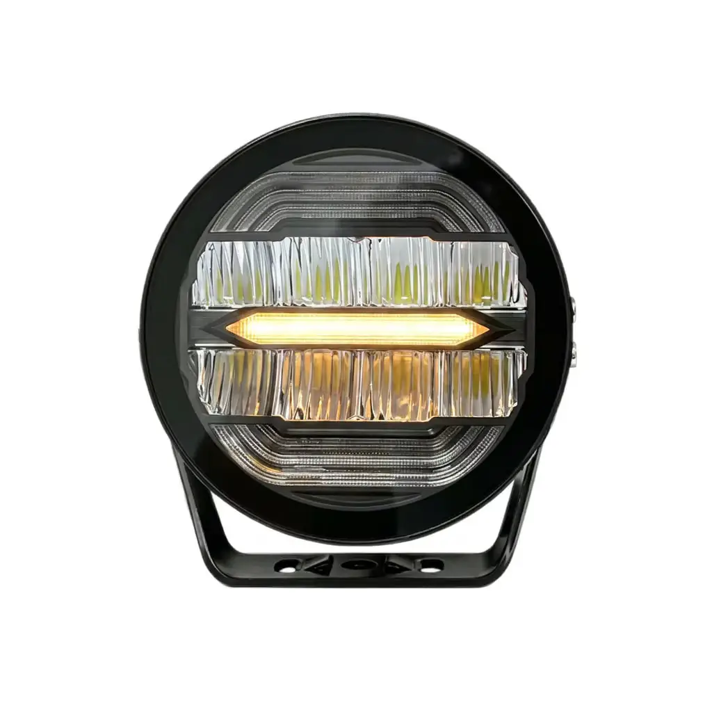 5 Inch 60W Round Motorcycle LED Spotlight White Amber DRL Auxiliary Driving Fog Light Projector Fit for Moto ATV Scooter IP68