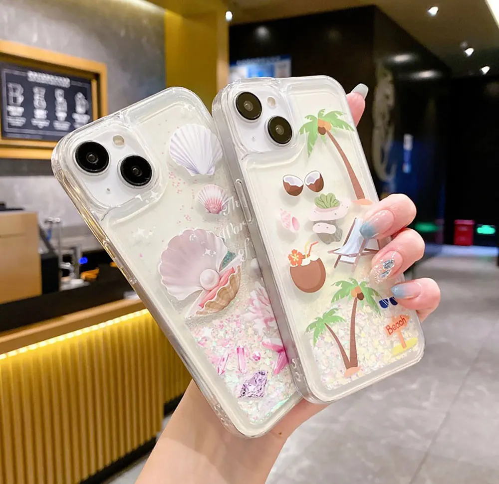 Quicksand Phone Case For Iphone X 7 8 10 11 12 13 14 15 Max Pro Plus Pearl Transparent 3D Mobile Cases Sjk188 Laudtec details