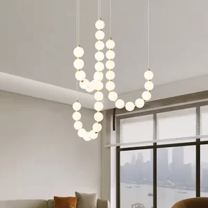 Decorative Pearl Necklace Chandelier Dining Table Apartment Designer Minimalist Nordic Lights