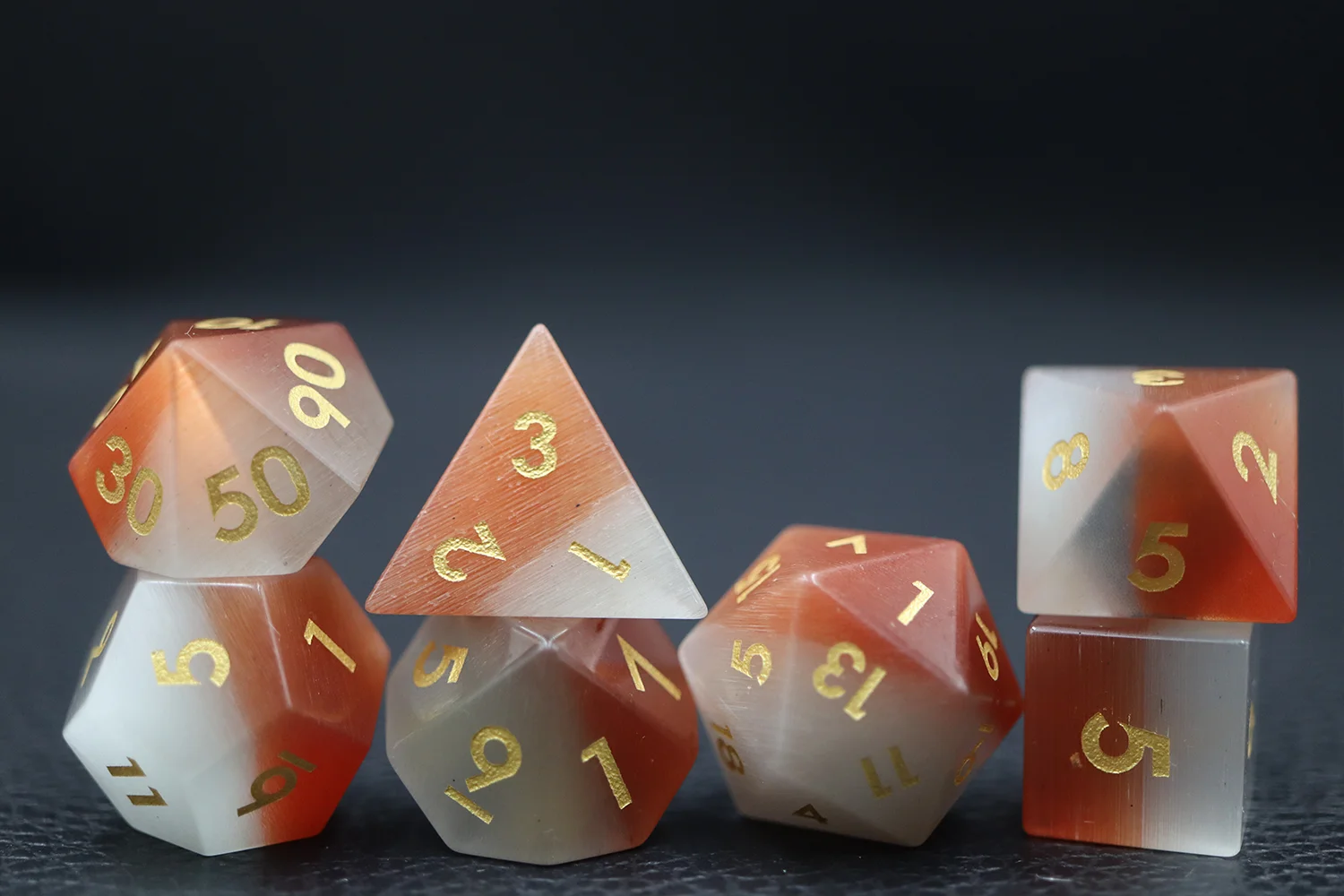 High Quality Full Set RPG & DND Gaming Dice Precious Gemstone Style Tabletop Accessories