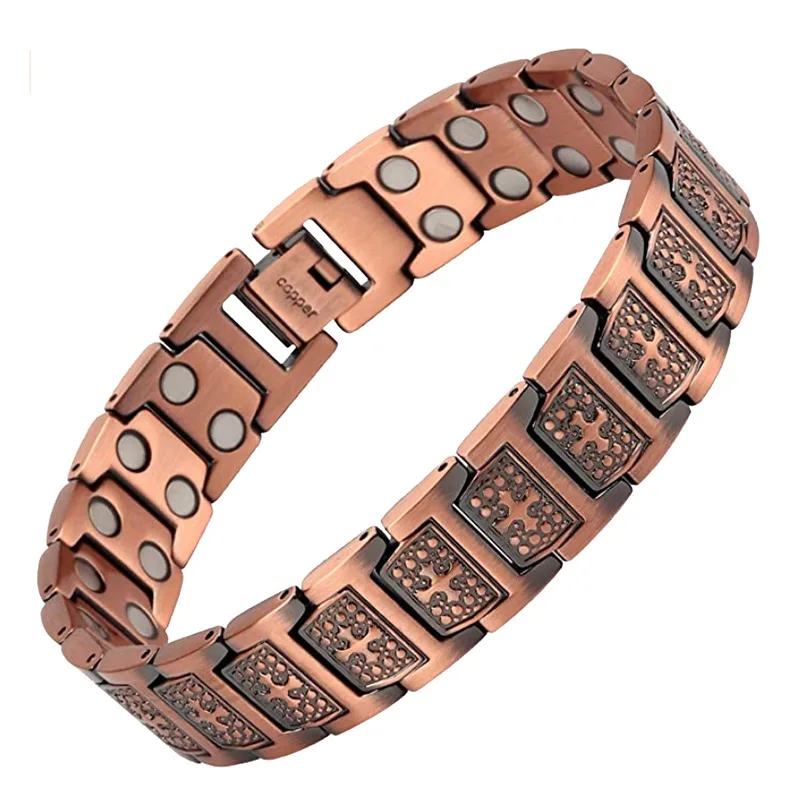 In Stocks! Vintage Fashion Cross Magnet Negative Magnetic Copper Bracelet for Men