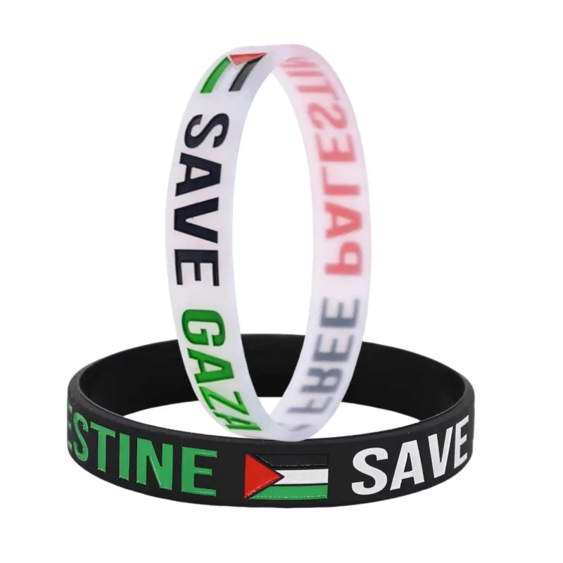 Factory Custom Silicone Bracelet National Flag Rubbery March Procession Support Palestine Free Gaza Wristband