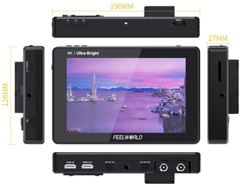 FEELWORLD LUT7S PRO 7 Inch 2200nits 3D LUT Touch Screen DSLR Camera Field Director AC Monitor F970 External Power and Install product image