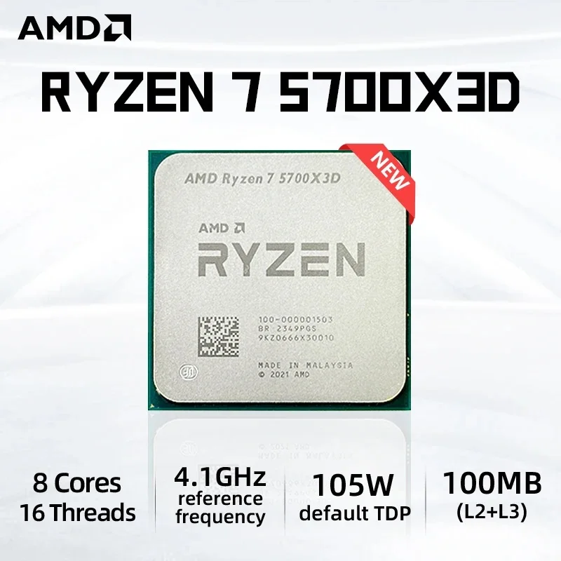 AMD R7 5700X3D 8-Core 16-Thread Desktop Processor - 3.0 Ghz