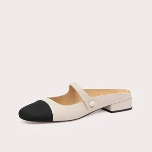 Hot-Sale Women's Black-White Heel Mary Jane Shoes for Office Casual Daily & Fashionable Outfit Matching