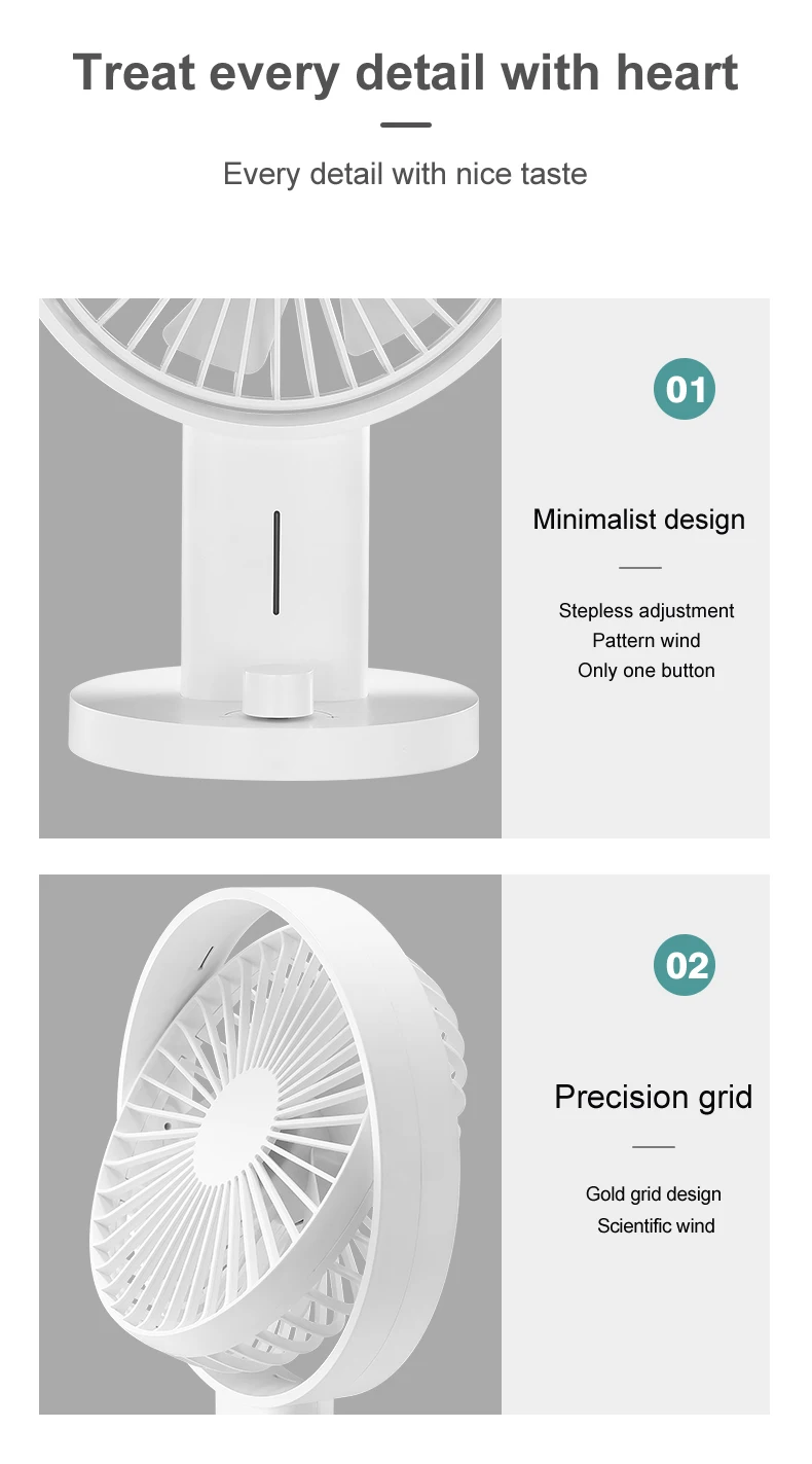 Control Mini Desktop Fan, 2000mAh, Portable, USB - detail 16