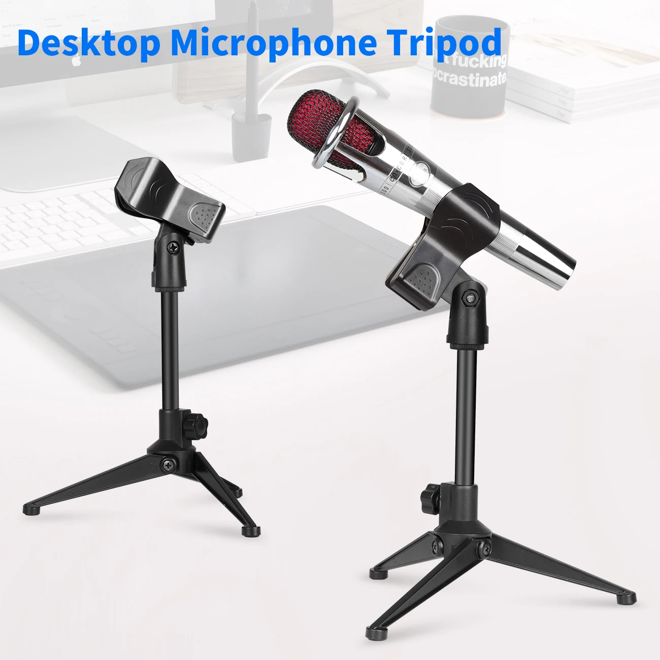 L6 Adjustable Desktop Microphone Stand Plastic Tripod for Podcast & Live Use
