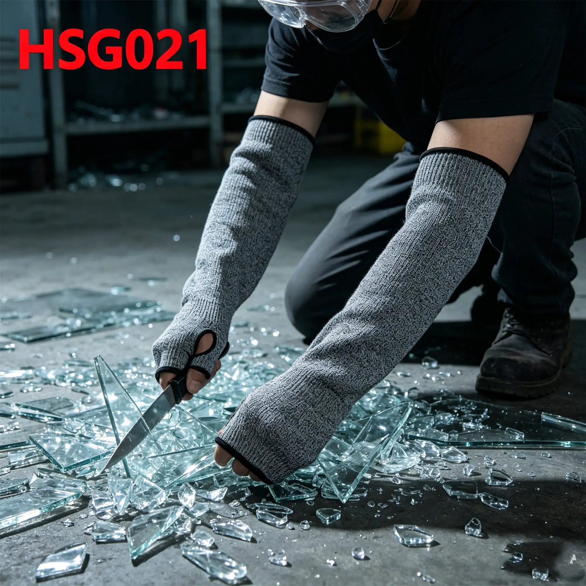 ZYF,broken Glass Handling Overall protection Gray Safety Arm Sleeves Banding Removal Slash Resistant Work Arm Guards HSG021