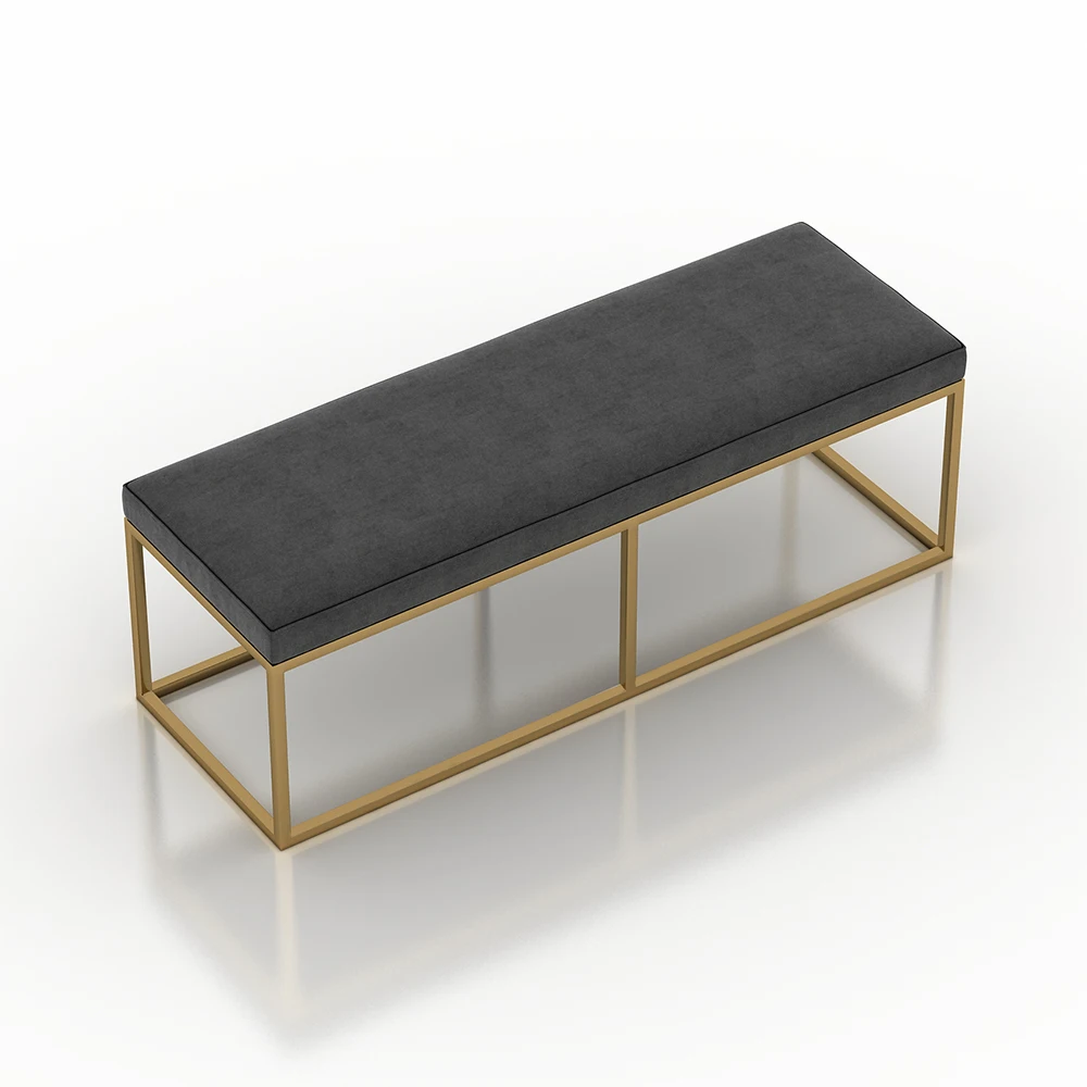 Retail Custom Store Fixture Wood Metal Rack Frame Gold Stable Soft Bamboo Shoe Bench with Leather Seat