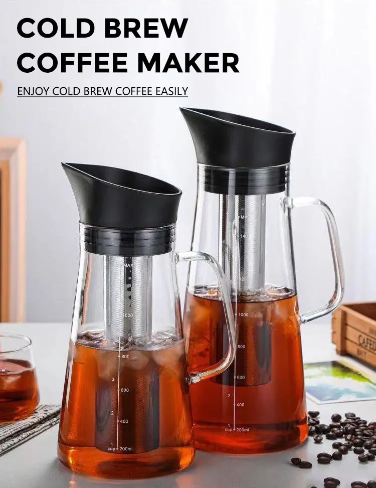 1200ml1500ml Iced Tea Cold Brew Pot Pitcher Borosilicate Glass Cold Brew Coffee Maker Cold 