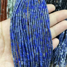 2x4mm Natural Lapis Tube Stone Beads Cylinder Column Bar Gemstone Beads for Jewelry Making Strand Crystal Energy Healing Power