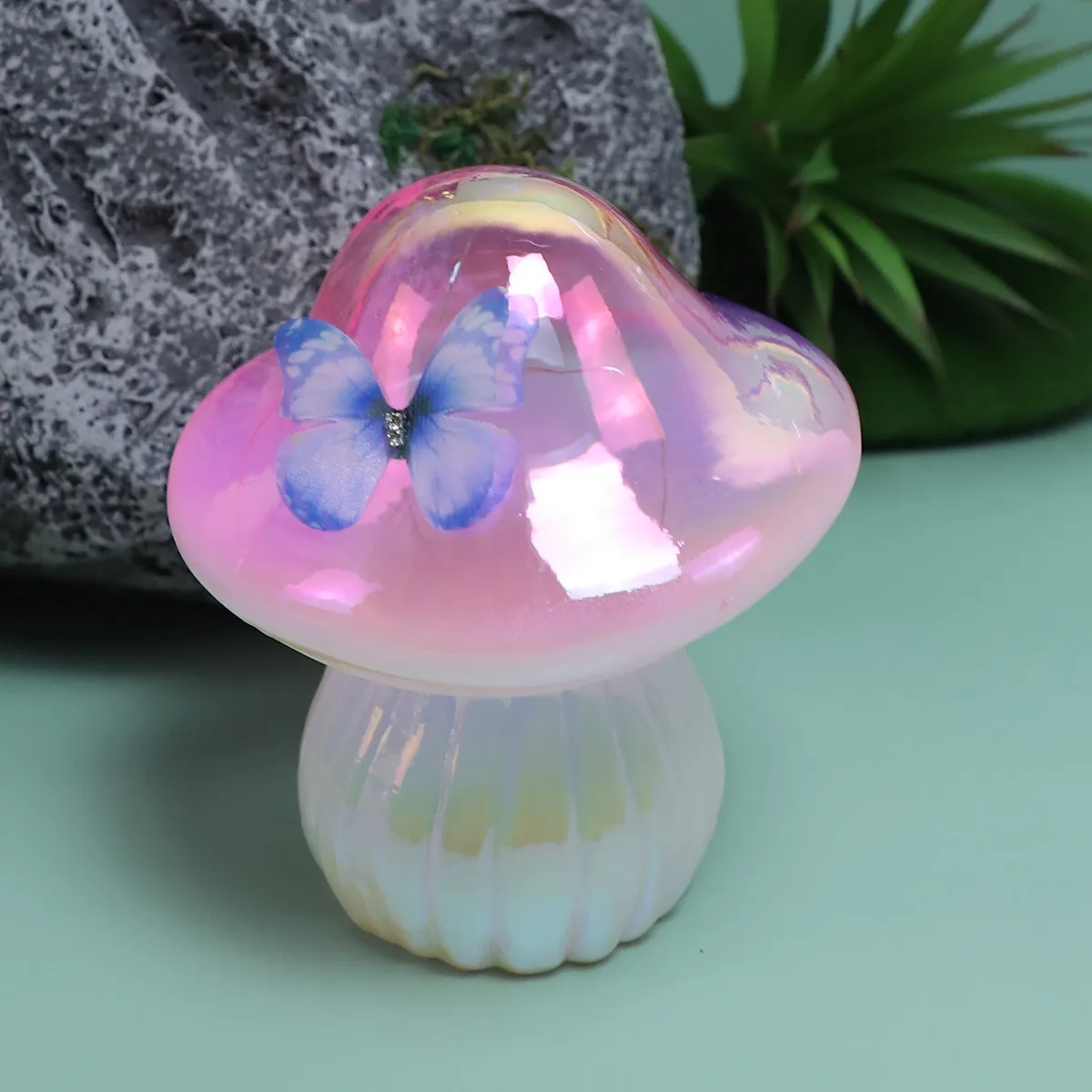 Osterdekoration süßes Dekor billig moderne Kunst Mini Pilz Glas LED Licht batteriebetrieben