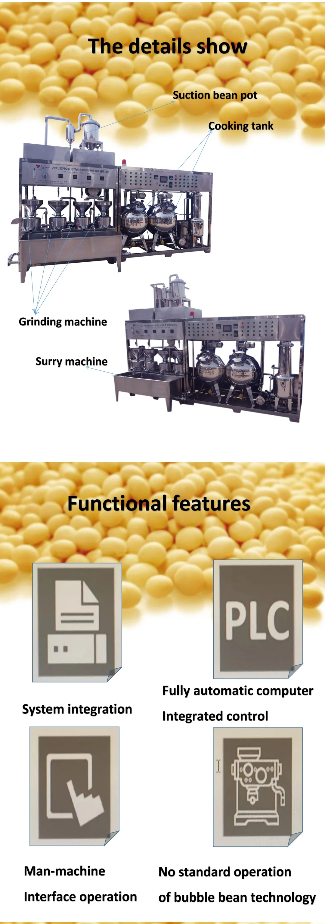 Automatic Long Life Soy Milk Powder Making Machine Soy Milk Processing