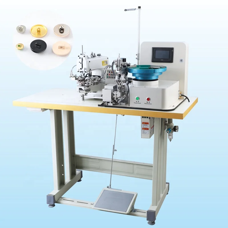 QK-988C High Efficiency Powerful Pneumatic Flat Buckle Sewing Machine With Button Feeder