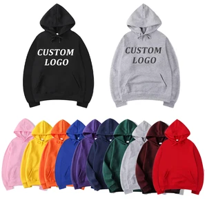 Custom Solid Color Puff Printed Plus Size Men Sport Outfit Hoodies 1pc Thick Pullover Private Label Embroidery Unisex Hoody Set