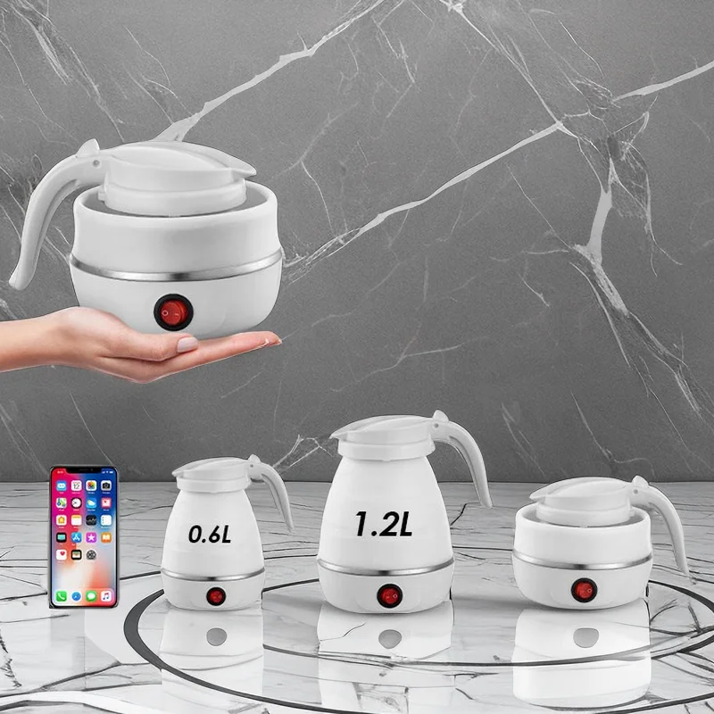 1.2L Travel Folding Food Grade Portable Silicone Electric Jug Kettles