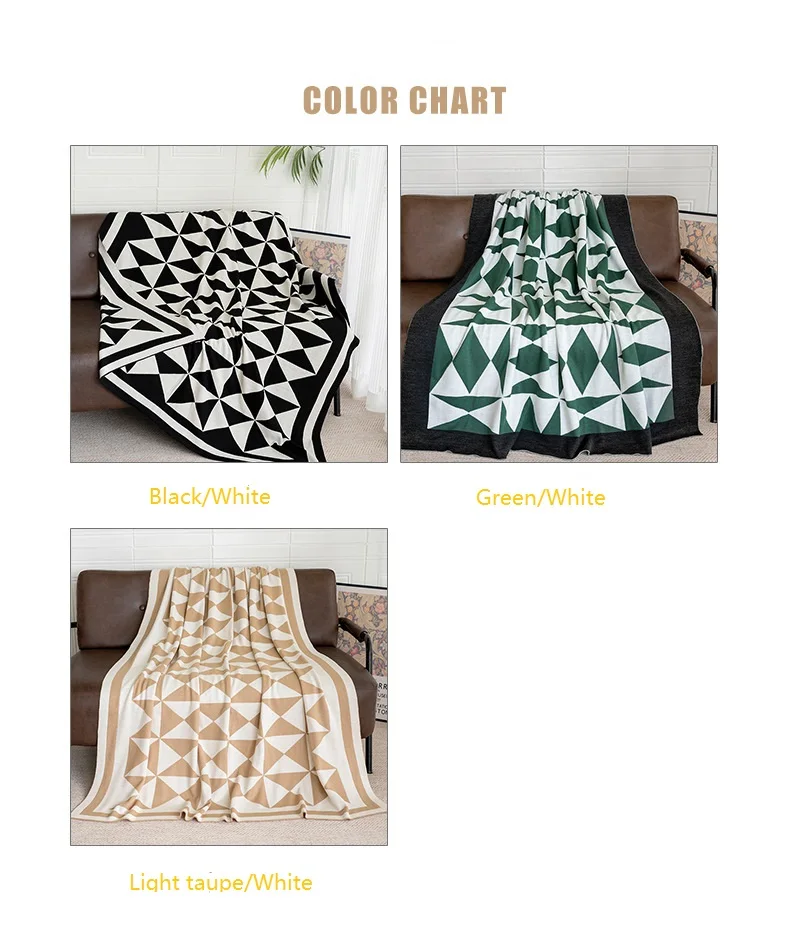 Super Soft Knitted Blanket 100% Acrylic simple Geometric pattern suitable for all seasons warm manufacture