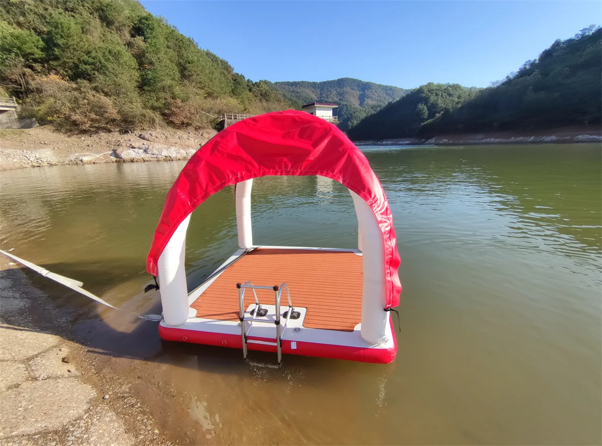 Inflatable Pvc Floating House Fishing Platform Drop Stitch Water