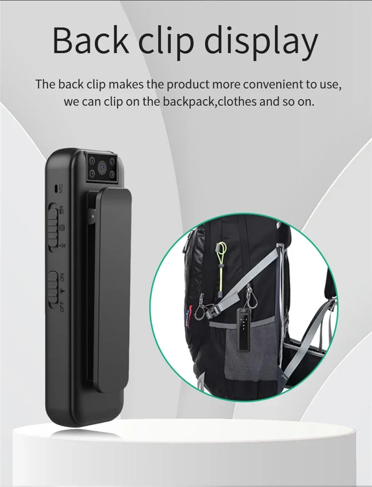 Mini Videocamera Body HD 1080P Con Lente Rotante 180° – Registrazione 6 Ore, Schermo LCD 1.3”