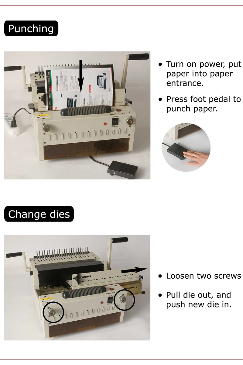 Multi-function 4 in 1 Electric Document Punching &Binding Machine Comb Binding Machine and Spiral Binding Machine