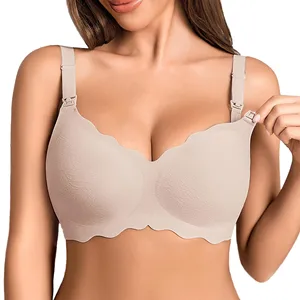 Wholesale Factory Wireless Bra for Women Seamless Maternity Nursing Bras Soft Wireless Bralette Comfortable Scalloped Bra