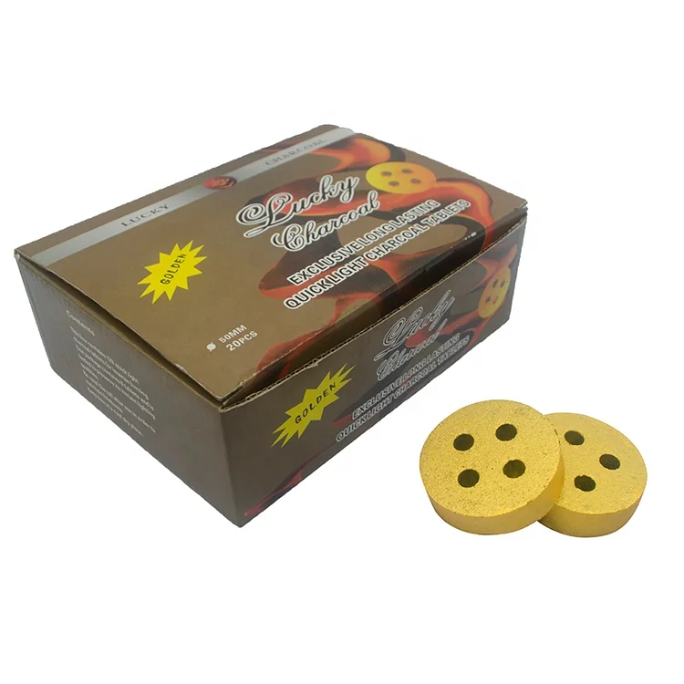 HongQiang  Factory Price 50MM QS Lucky Charcoal Dubai Market for 4 Hole Charcoal  Pure Wood for Incense Charcoal
