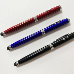 Wholesale 4 in 1 Promotion LED Laser Pointer Touch Screen Metal Ball Pen with Custom logo  Advertising  Multi Function Tool Pen