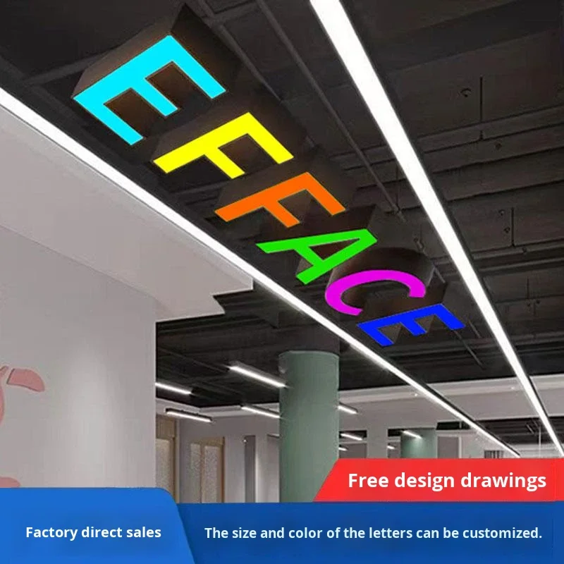 Luce a lettere in ferro, numero, insegna negozio, logo azienda, reception, ufficio, palestra, sala da ballo, sala biliardo, pendente irregolare doppio uso