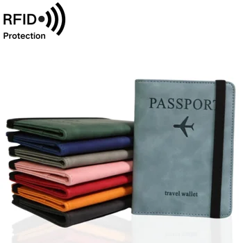 Fashion Passport Holder Travel Passport Wallet Rfid Passport Holder With Elastic Band