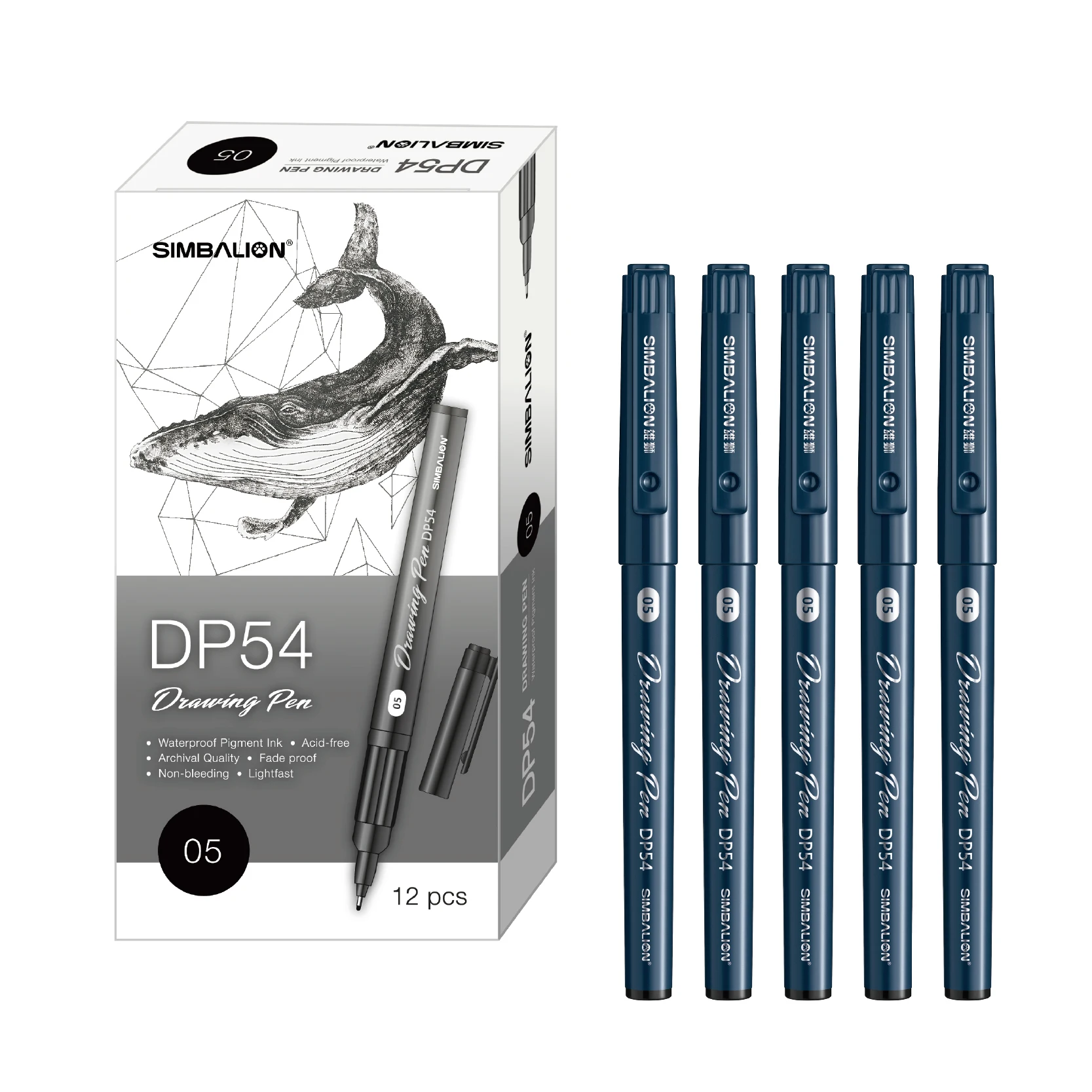SIMBALION DP54 Bolígrafo de dibujo 0.05-1.0, bolígrafo de línea fina, tinta a base de pigmentos, prácticamente resistente al agua