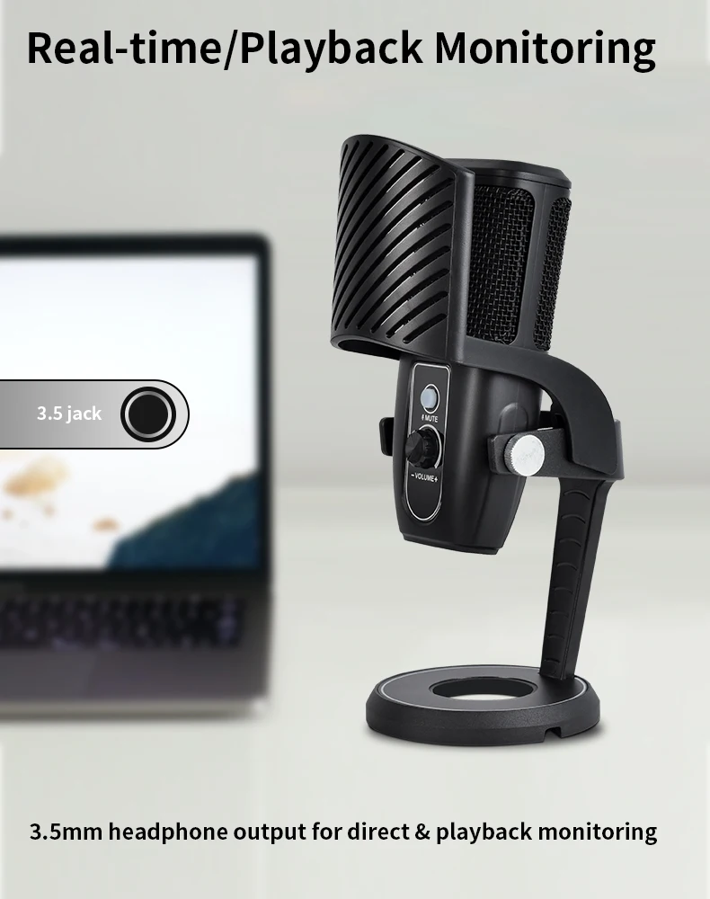 USB电容麦克风 USB电容麦克风 ZX775黑色USB管PC拉普电容麦克风即插即用