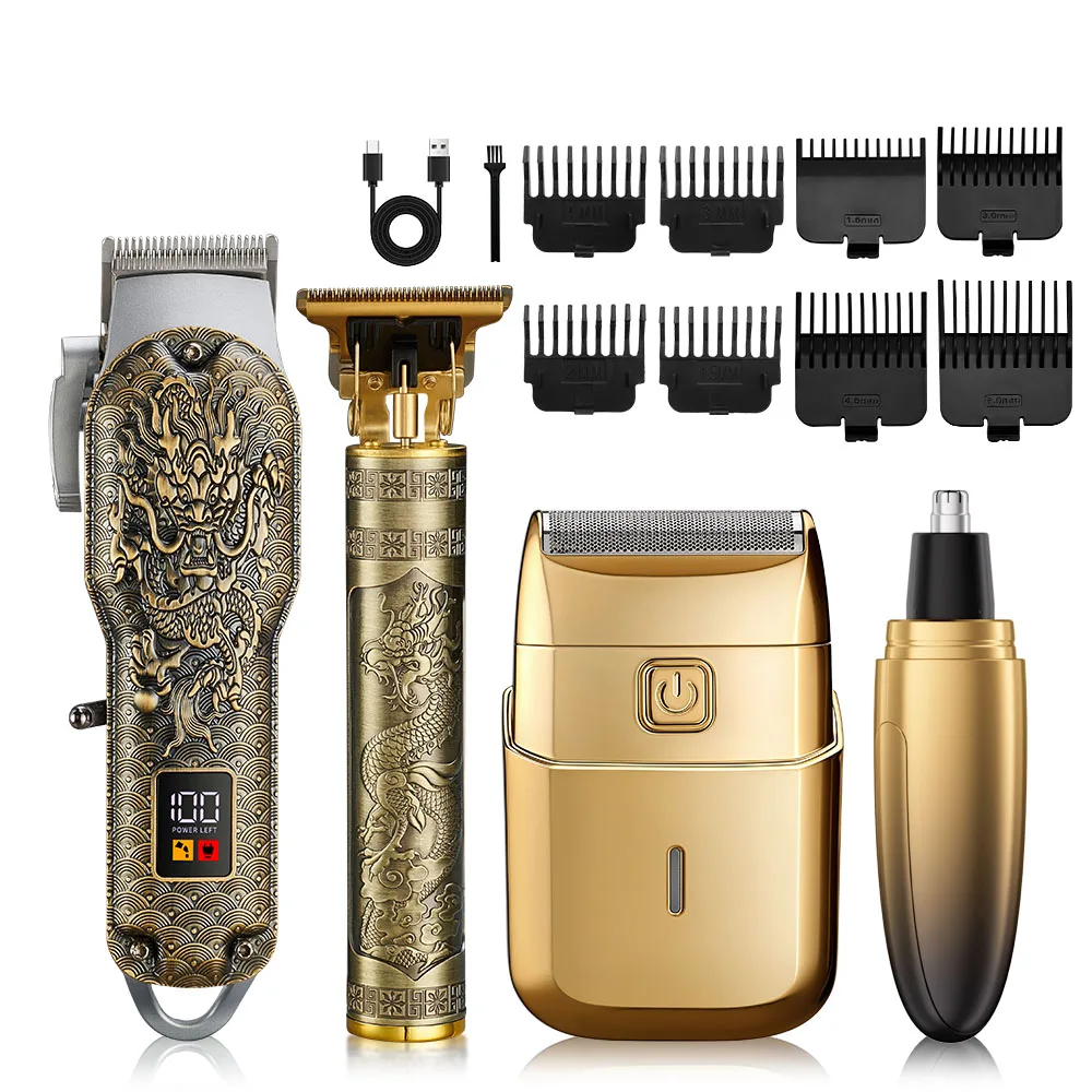 Rechargeable Electric Hair for Clipper Set New Model Barber Hair Cut Machine LED Display Stainless Steel for Household Hotel Use