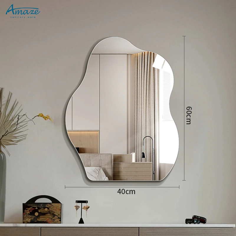 Bathroom irregular shape Interior bedroom dressing living room backlit wall hanging makeup smart led mirror factory