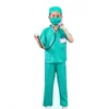 Camice chirurgico verde con scollo a V, set da quattro pezzi