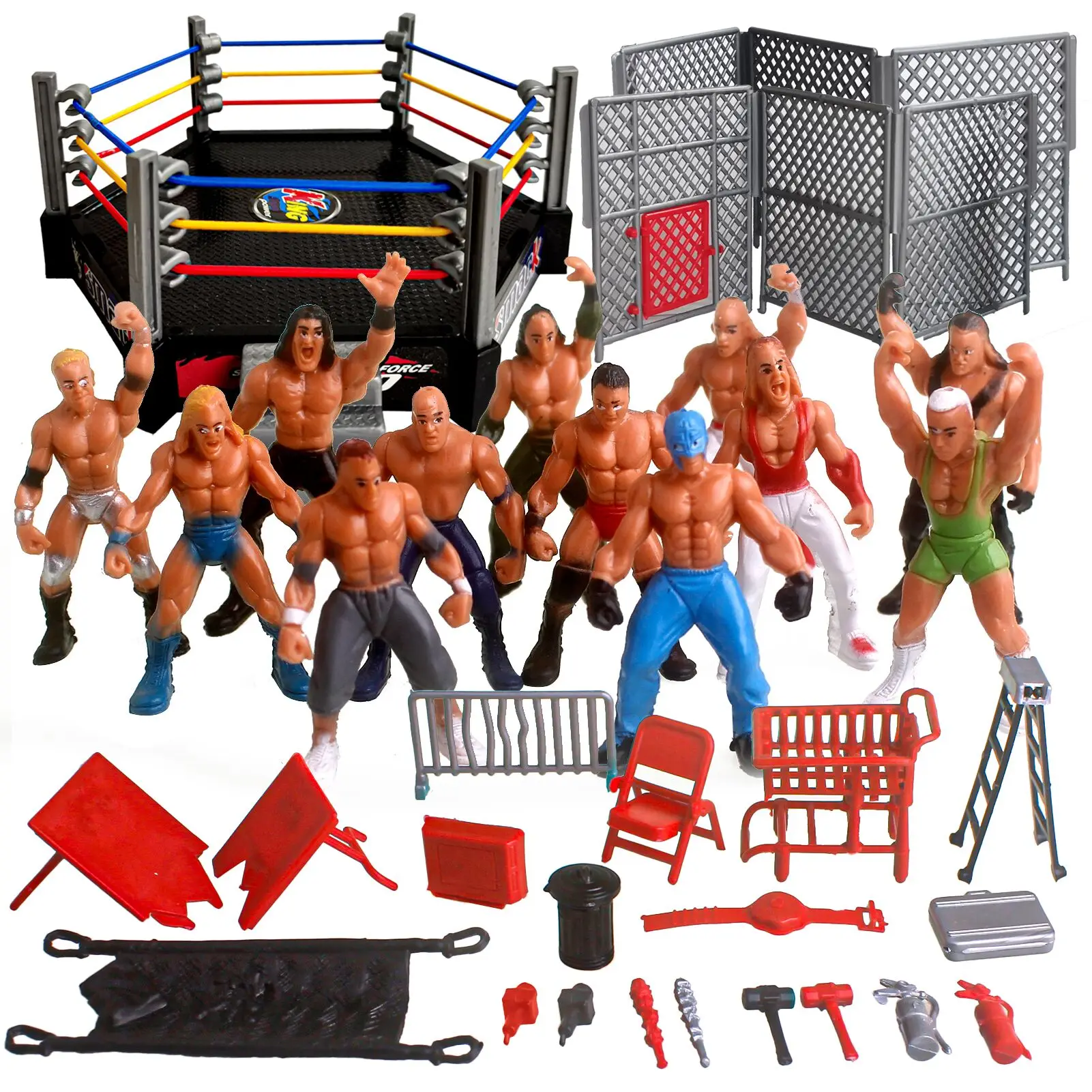 Skylety 32 Piezas Juguetes de Lucha Juguetes de Guerreros con 12 Luchadores Figuras de Acción