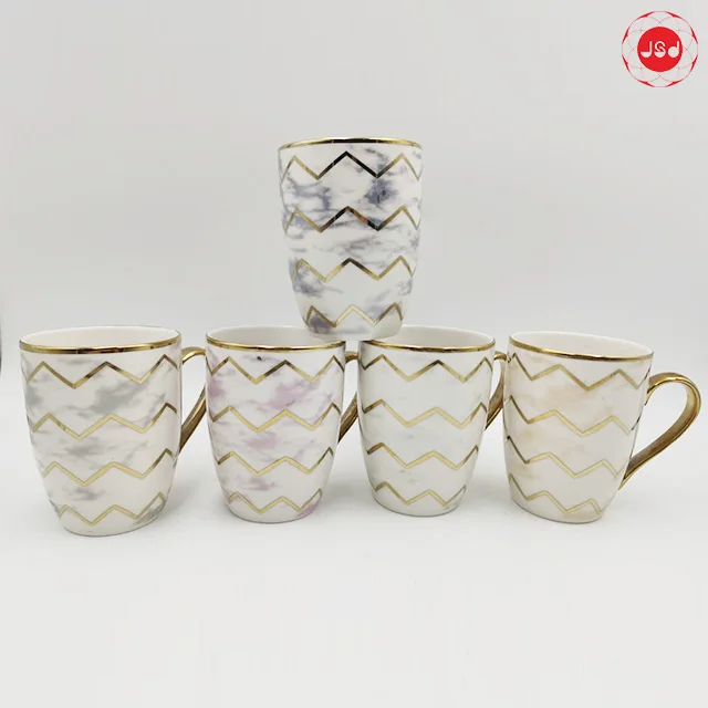 Custom Design Marble Effect Electroplated Coffee Travel Mug