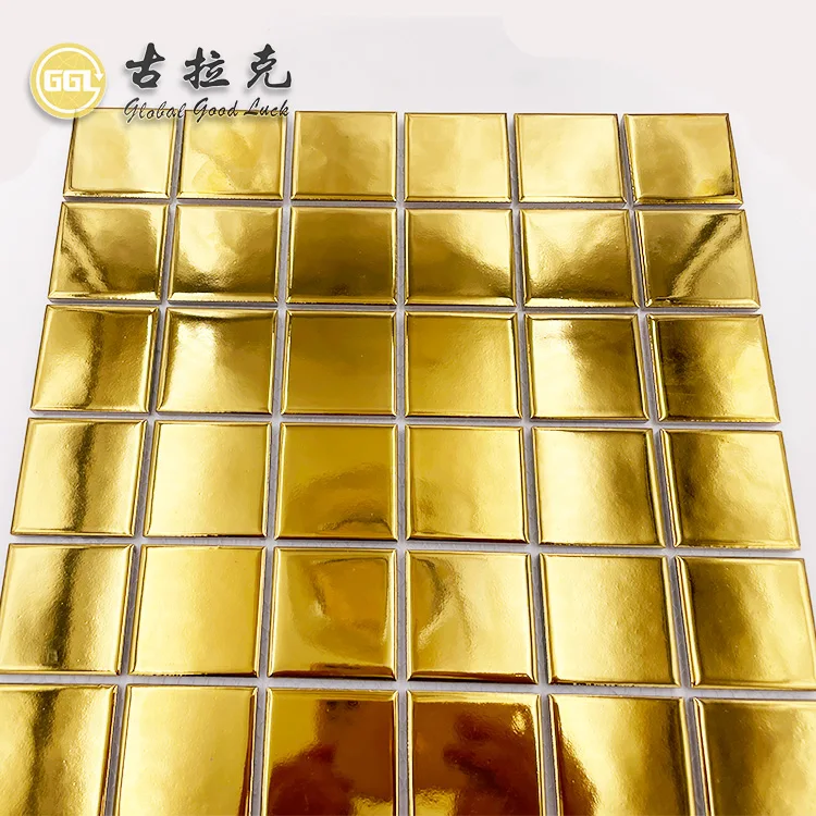 Hot Selling Luxury Gold Mosaic Wall Tile Backsplash Ceramic Mosaic Tile factory