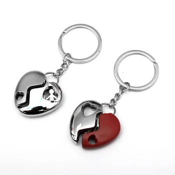 Hot sell new design hollow broken heart key tag logo shape keyring zinc alloy metal key chains