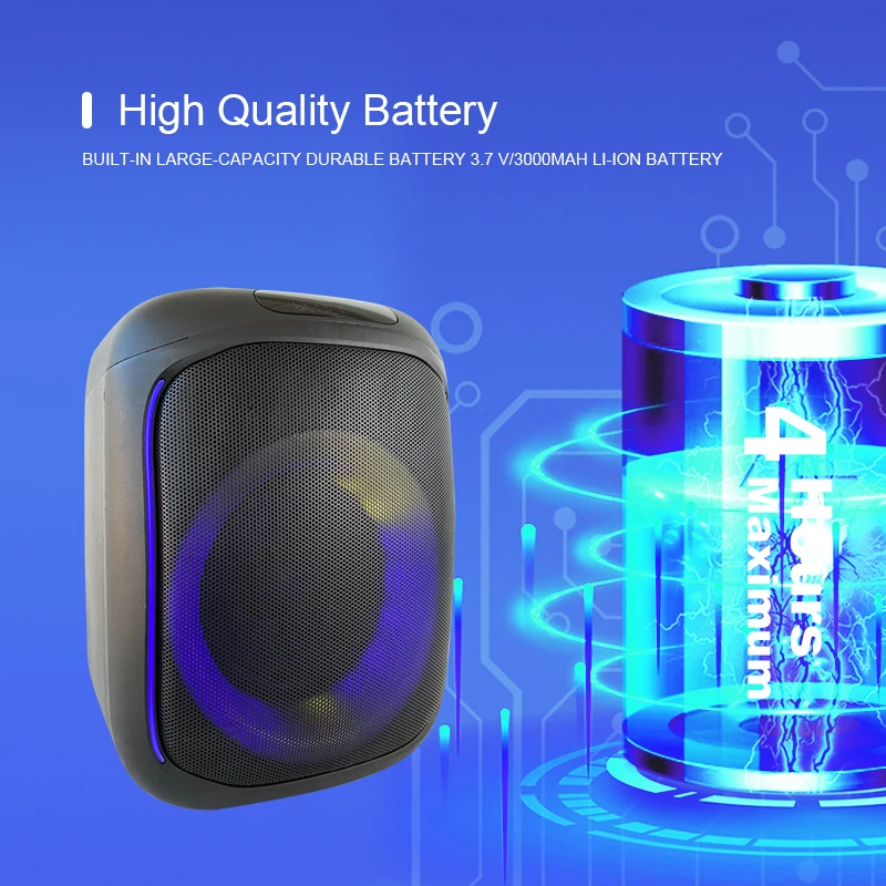 Small Size Big Power Strong Heavy Deep Bass Party Speaker Karaoke Portable Bluetooth Indoor Outdoor Activities Meeting School
